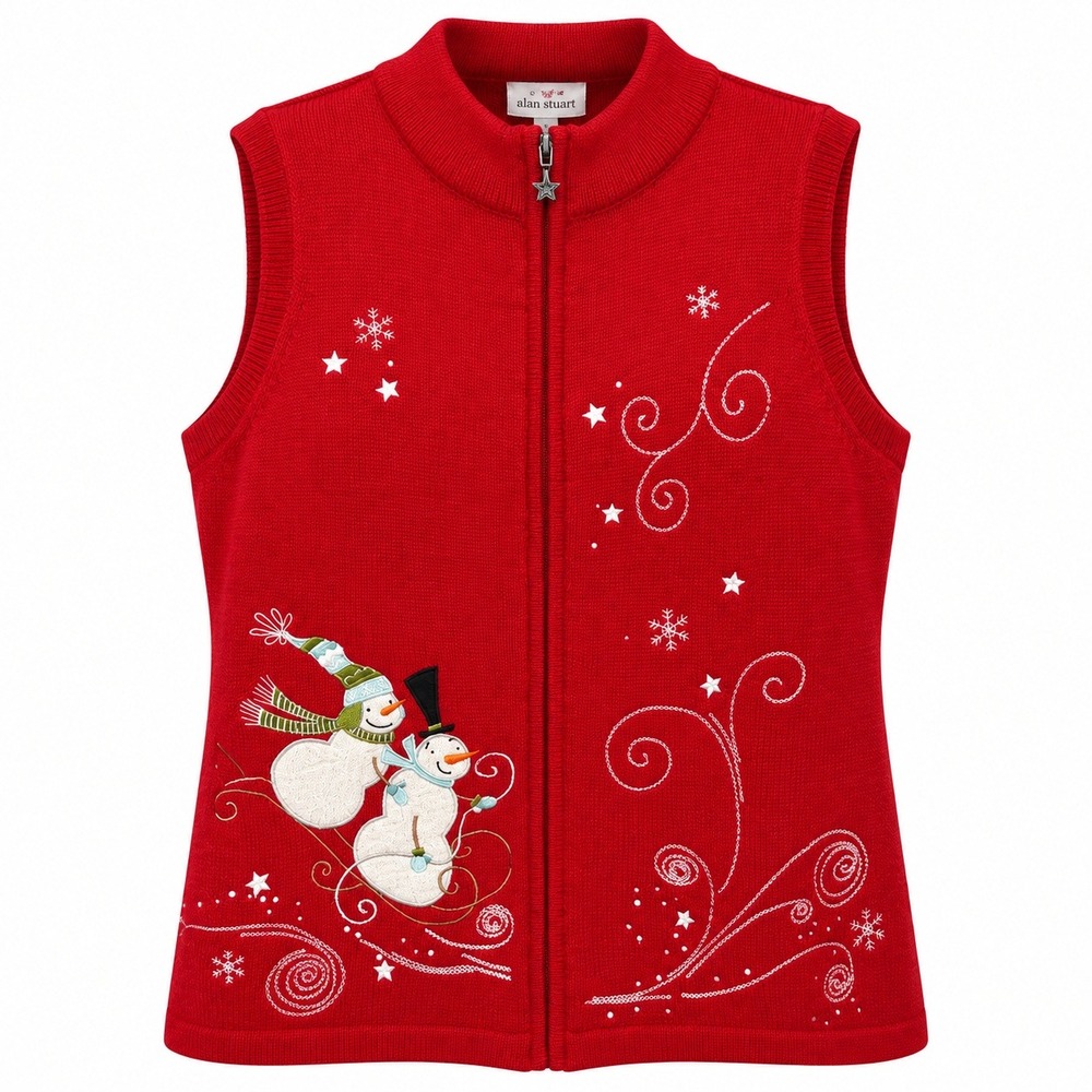 Vintage Wintercore Christmas Snowman Sweater Vest Womens 1X Coquette Holiday